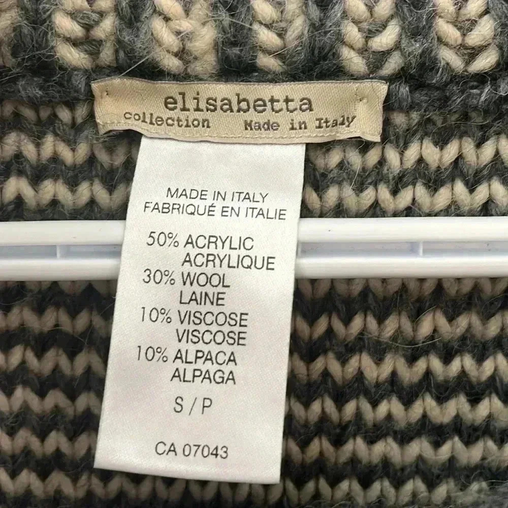 [S/M]Elisabetta Franchi Made in Italy Wool/Alpaca  WMN Gray Black Tunic Sweater - Picture 8 of 9